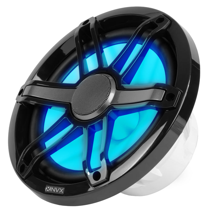 MVSP8 750W Peak (250W RMS) 8" V-Series 2-Way Marine Speakers with LED Lighting (Sport White and Black Grilles Included)