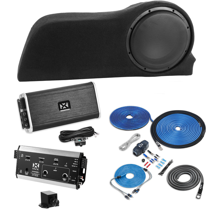 2012-2018 Ford Focus Bass Package - Includes 10" 500W RMS Subwoofer, Custom Enclosure, Monoblock Amplifier, Line Out Converter and Complete Wiring Kit (PBK-FDFOCHBG3-VS102)