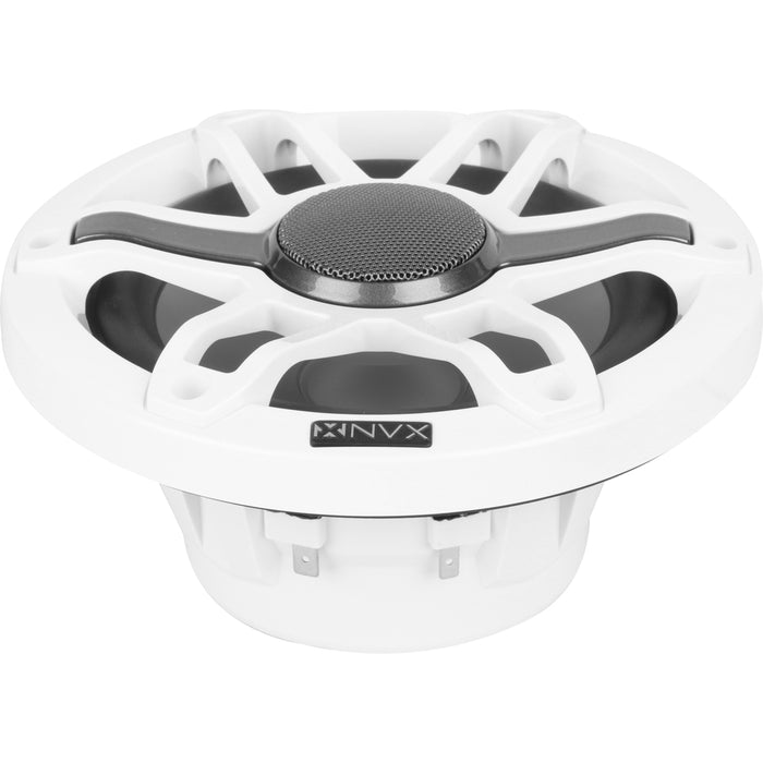 MVSP65 600W Peak (200W RMS) 6.5" V-Series 2-Way Marine Speakers with LED Lighting (Sport White and Black Grilles Included)