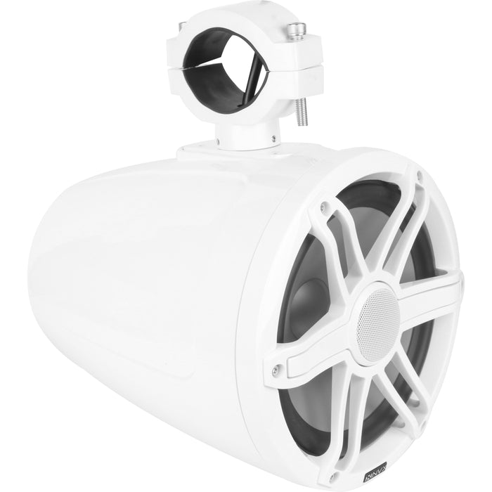 MVTSP8W 750W Peak (250W RMS) 8" V-Series 2-Way Marine Tower Speakers with LED Lighting and Swiveling Clamps (Sport White)