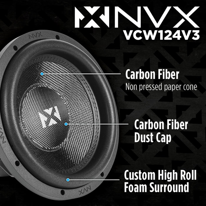 VCW124 Version 3 (VCW124v3) 2400W Peak (1200W RMS) 12" VC-Series v3 Dual 4-Ohm Subwoofer