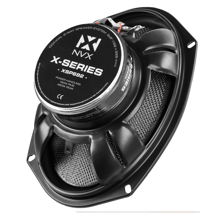 XSP692 900W Peak (300W) RMS X-Series 6"x9" 2-Way Coaxial Speakers with Carbon Fiber Cones and 25mm Silk Dome Tweeters